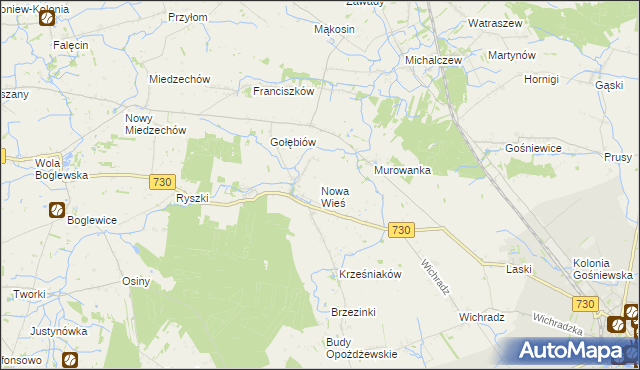 mapa Nowa Wieś gmina Warka, Nowa Wieś gmina Warka na mapie Targeo