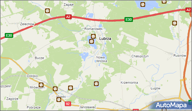 mapa Nowa Wioska gmina Lubrza, Nowa Wioska gmina Lubrza na mapie Targeo