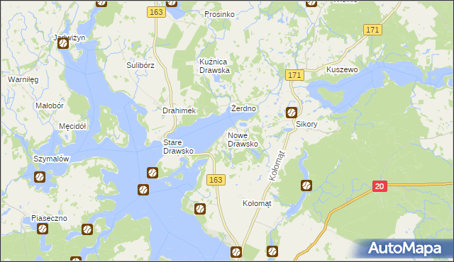 mapa Nowe Drawsko, Nowe Drawsko na mapie Targeo