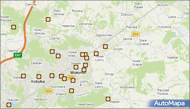 mapa Nowe Lipiny, Nowe Lipiny na mapie Targeo