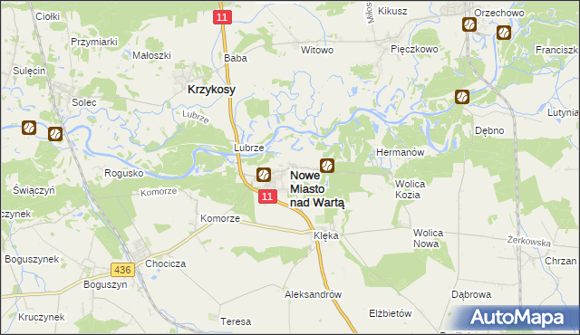 mapa Nowe Miasto nad Wartą, Nowe Miasto nad Wartą na mapie Targeo