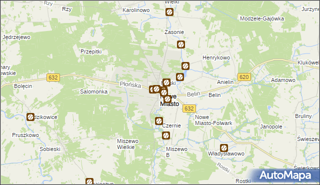 mapa Nowe Miasto powiat płoński, Nowe Miasto powiat płoński na mapie Targeo