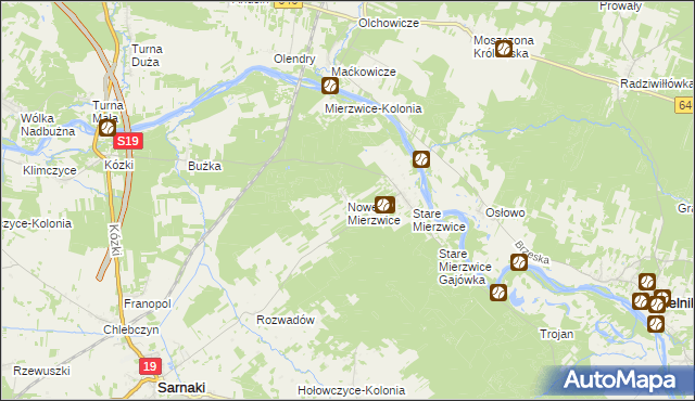 mapa Nowe Mierzwice, Nowe Mierzwice na mapie Targeo