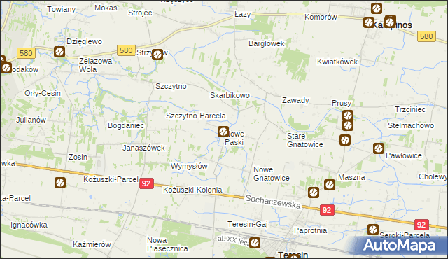 mapa Nowe Paski, Nowe Paski na mapie Targeo