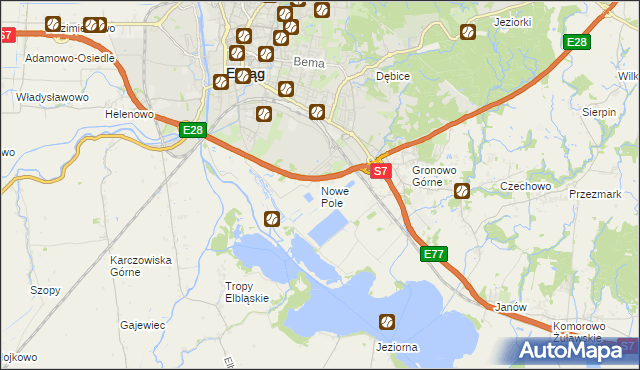 mapa Nowe Pole gmina Elbląg, Nowe Pole gmina Elbląg na mapie Targeo