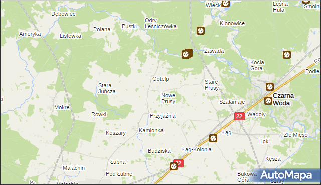 mapa Nowe Prusy, Nowe Prusy na mapie Targeo