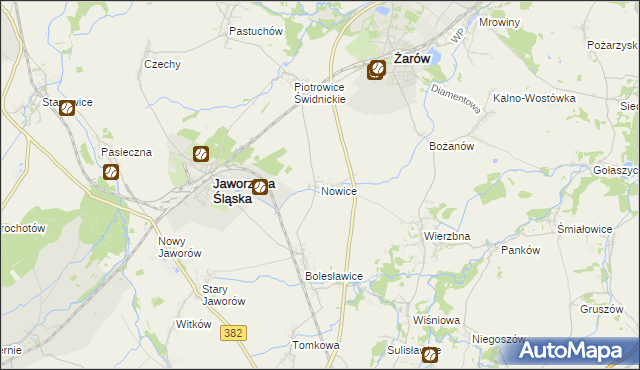 mapa Nowice gmina Jaworzyna Śląska, Nowice gmina Jaworzyna Śląska na mapie Targeo