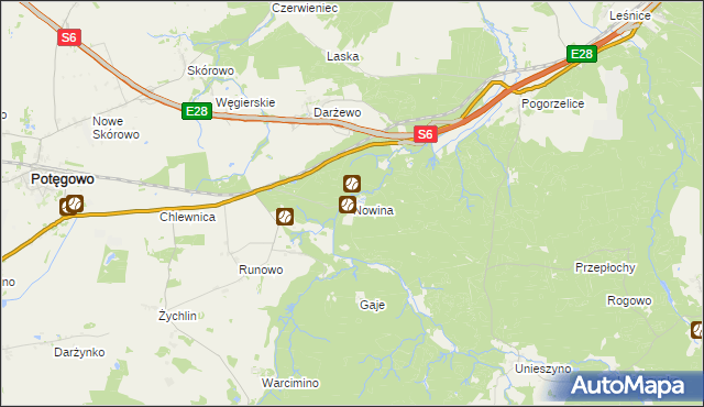 mapa Nowina gmina Potęgowo, Nowina gmina Potęgowo na mapie Targeo