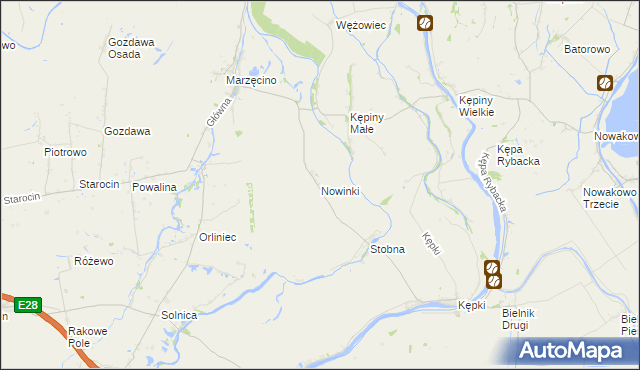 mapa Nowinki gmina Nowy Dwór Gdański, Nowinki gmina Nowy Dwór Gdański na mapie Targeo