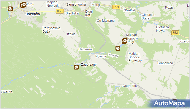 mapa Nowiny gmina Susiec, Nowiny gmina Susiec na mapie Targeo