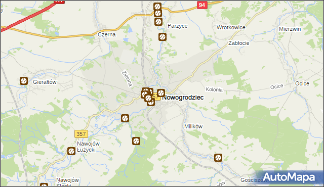 mapa Nowogrodziec, Nowogrodziec na mapie Targeo