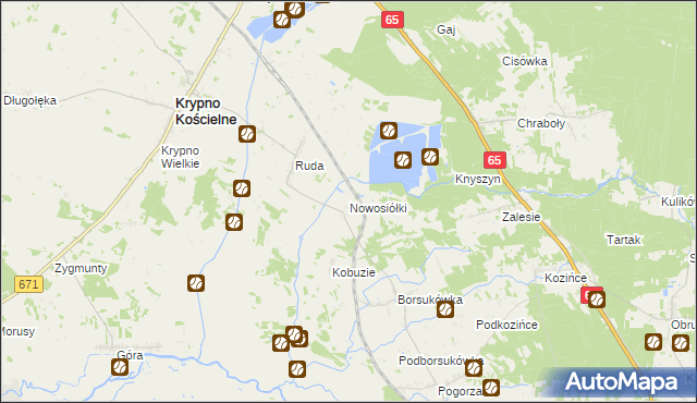 mapa Nowosiółki gmina Dobrzyniewo Duże, Nowosiółki gmina Dobrzyniewo Duże na mapie Targeo