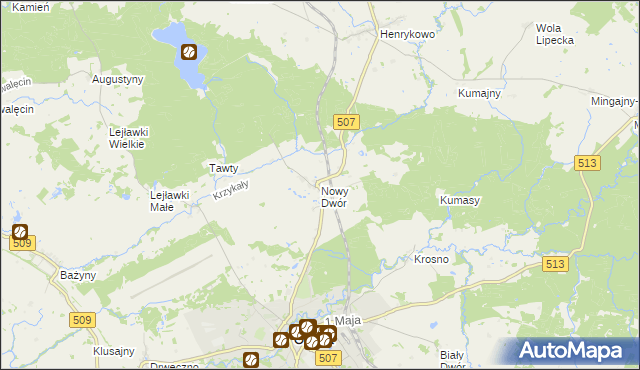 mapa Nowy Dwór gmina Orneta, Nowy Dwór gmina Orneta na mapie Targeo