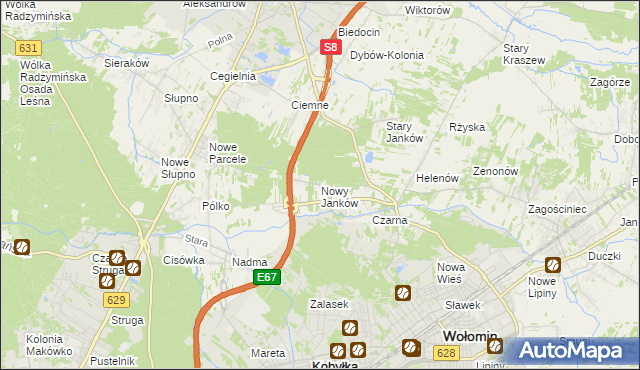 mapa Nowy Janków, Nowy Janków na mapie Targeo