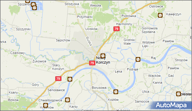 mapa Nowy Korczyn, Nowy Korczyn na mapie Targeo