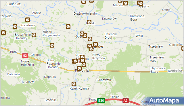 mapa Nowy Krzymów, Nowy Krzymów na mapie Targeo