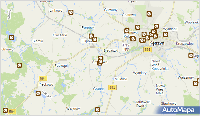 mapa Nowy Młyn gmina Kętrzyn, Nowy Młyn gmina Kętrzyn na mapie Targeo