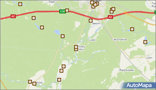 mapa Nowy Młyn gmina Rzepin, Nowy Młyn gmina Rzepin na mapie Targeo