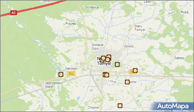 mapa Nowy Tomyśl, Nowy Tomyśl na mapie Targeo