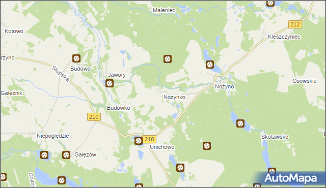 mapa Nożynko, Nożynko na mapie Targeo