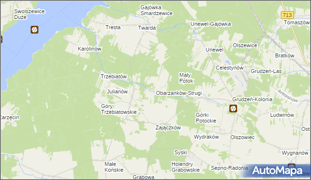 mapa Obarzanków-Strugi, Obarzanków-Strugi na mapie Targeo