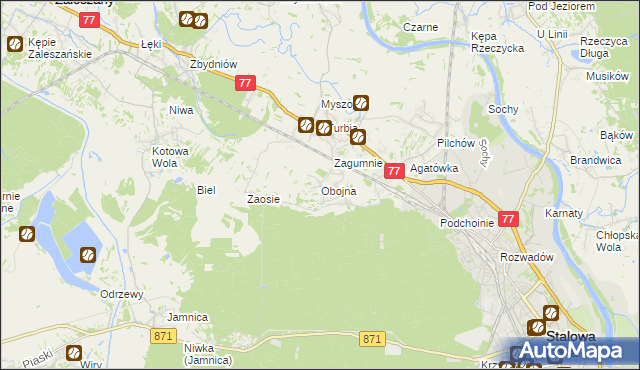 mapa Obojna, Obojna na mapie Targeo