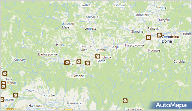 mapa Ochotnica Górna, Ochotnica Górna na mapie Targeo