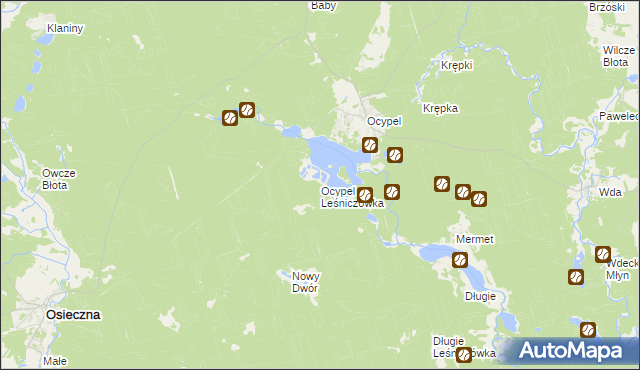 mapa Ocypel Leśniczówka, Ocypel Leśniczówka na mapie Targeo