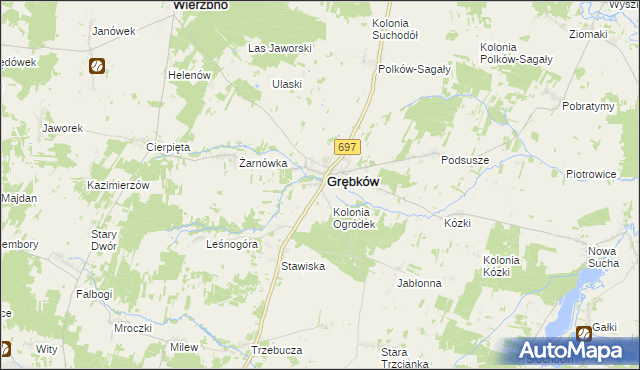 mapa Ogródek gmina Grębków, Ogródek gmina Grębków na mapie Targeo