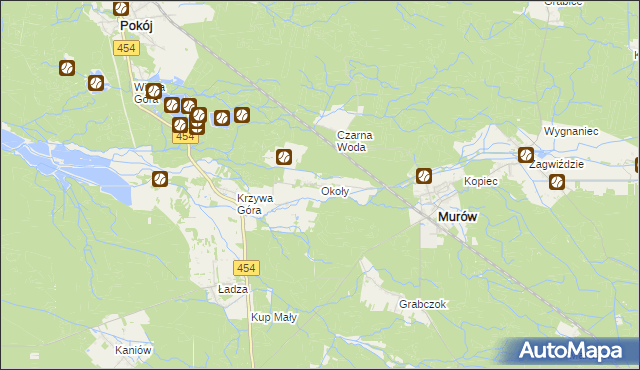 mapa Okoły gmina Murów, Okoły gmina Murów na mapie Targeo