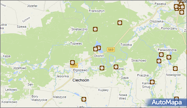 mapa Okonin gmina Ciechocin, Okonin gmina Ciechocin na mapie Targeo