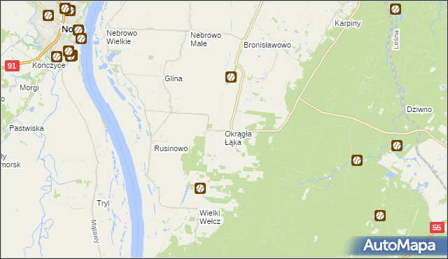 mapa Okrągła Łąka, Okrągła Łąka na mapie Targeo