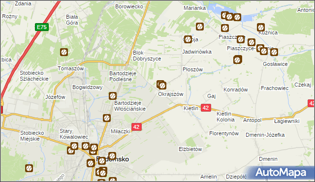 mapa Okrajszów, Okrajszów na mapie Targeo