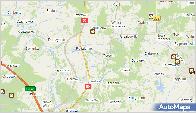 mapa Oleksin gmina Kołbiel, Oleksin gmina Kołbiel na mapie Targeo