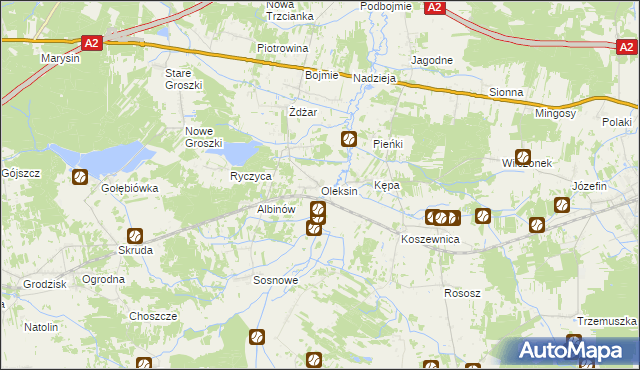 mapa Oleksin gmina Kotuń, Oleksin gmina Kotuń na mapie Targeo