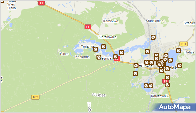 mapa Oleśnica gmina Chodzież, Oleśnica gmina Chodzież na mapie Targeo