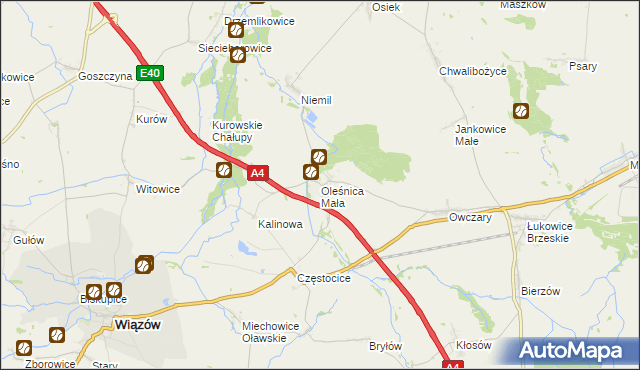 mapa Oleśnica Mała, Oleśnica Mała na mapie Targeo