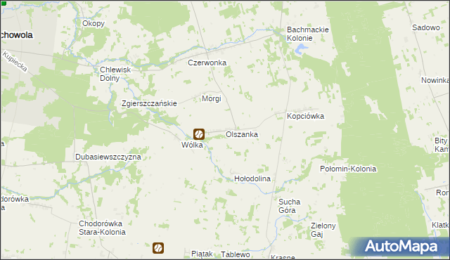 mapa Olszanka gmina Suchowola, Olszanka gmina Suchowola na mapie Targeo