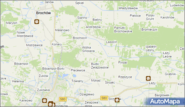 mapa Olszowiec gmina Brochów, Olszowiec gmina Brochów na mapie Targeo