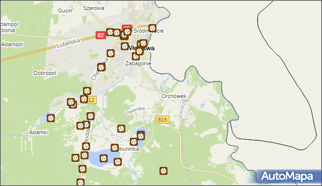 mapa Orchówek gmina Włodawa, Orchówek gmina Włodawa na mapie Targeo