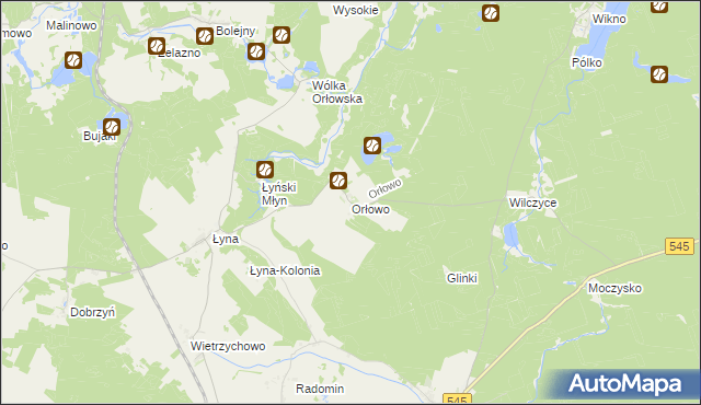 mapa Orłowo gmina Nidzica, Orłowo gmina Nidzica na mapie Targeo