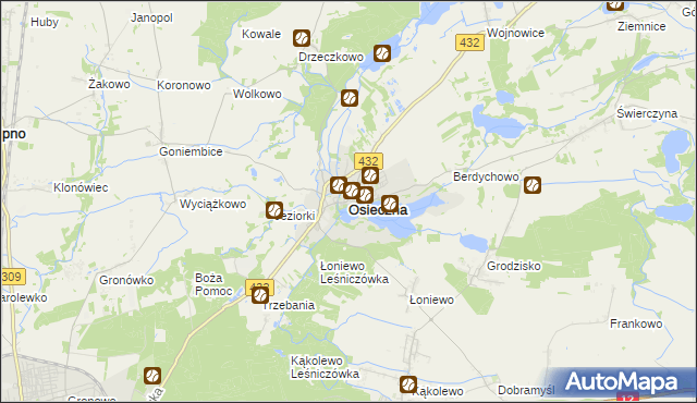 mapa Osieczna powiat leszczyński, Osieczna powiat leszczyński na mapie Targeo