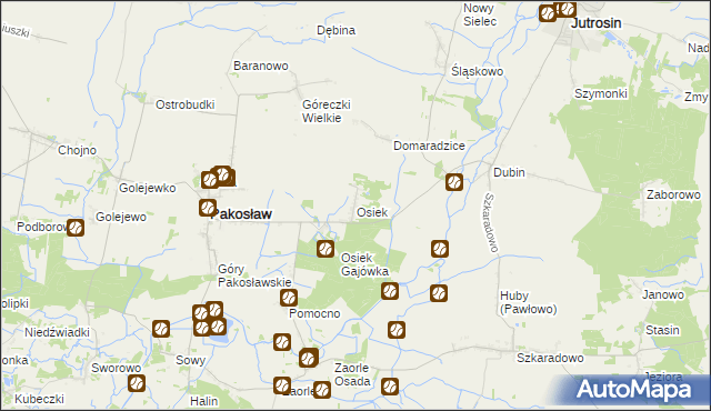 mapa Osiek gmina Pakosław, Osiek gmina Pakosław na mapie Targeo