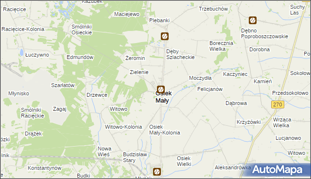 mapa Osiek Mały powiat kolski, Osiek Mały powiat kolski na mapie Targeo