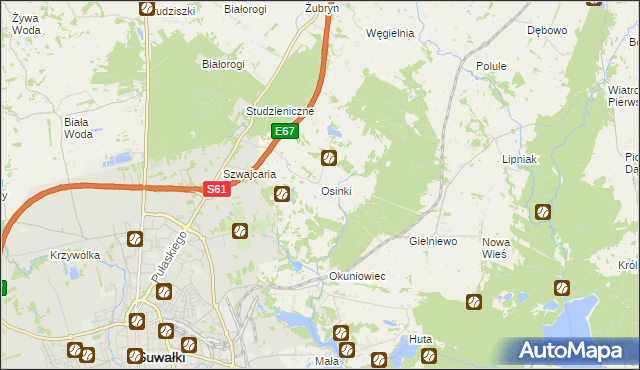 mapa Osinki gmina Suwałki, Osinki gmina Suwałki na mapie Targeo
