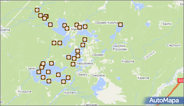 mapa Osówek gmina Potok Wielki, Osówek gmina Potok Wielki na mapie Targeo