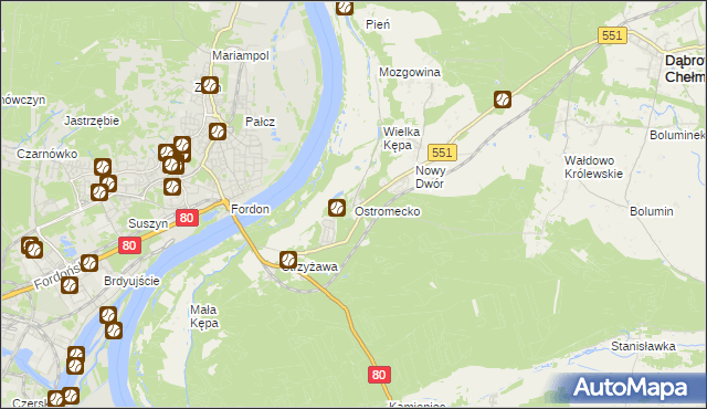 mapa Ostromecko, Ostromecko na mapie Targeo