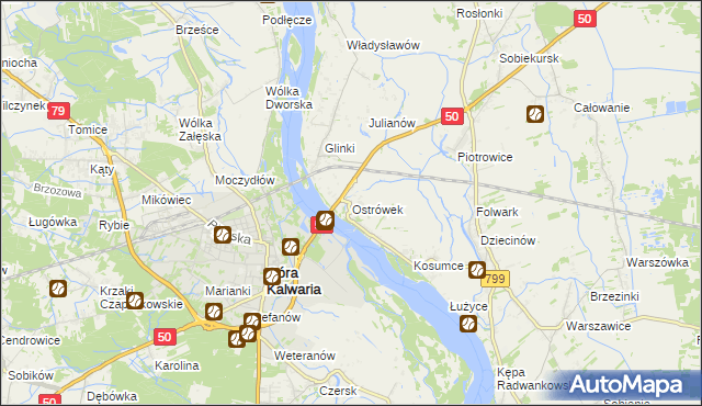 mapa Ostrówek gmina Karczew, Ostrówek gmina Karczew na mapie Targeo