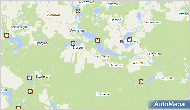 mapa Ostrówek gmina Koczała, Ostrówek gmina Koczała na mapie Targeo