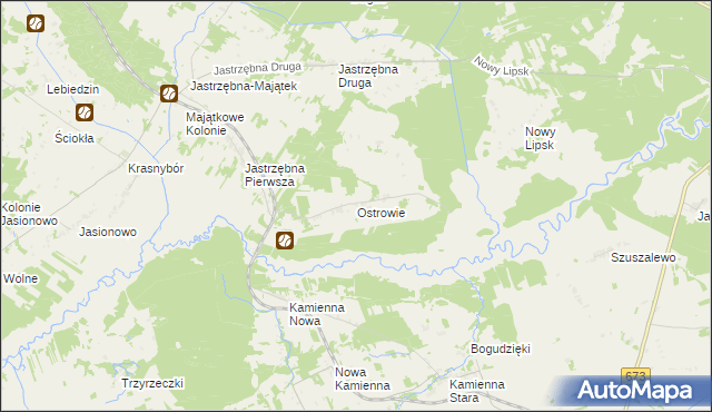 mapa Ostrowie gmina Sztabin, Ostrowie gmina Sztabin na mapie Targeo